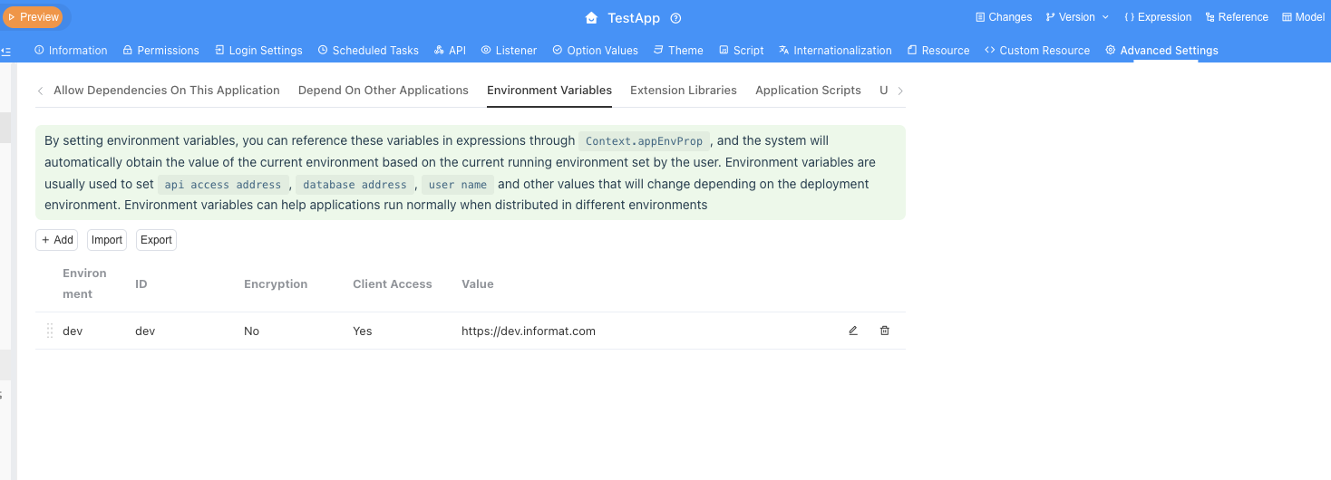 Environment Variable Settings