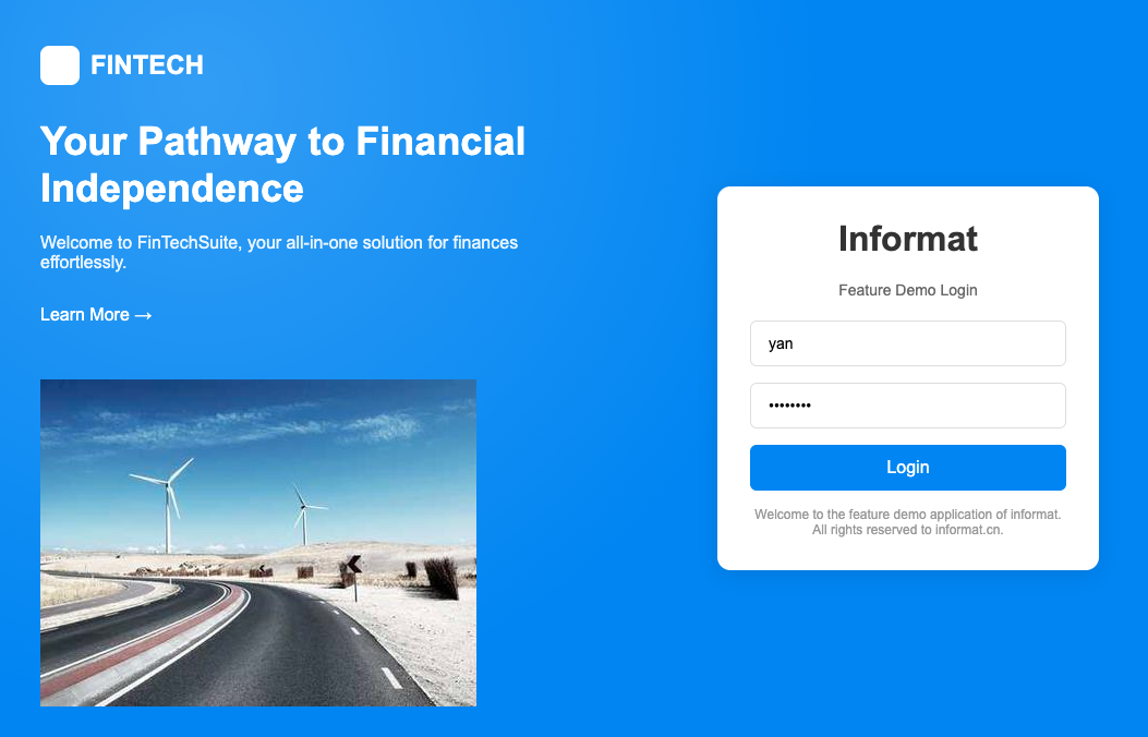 Application Login Page