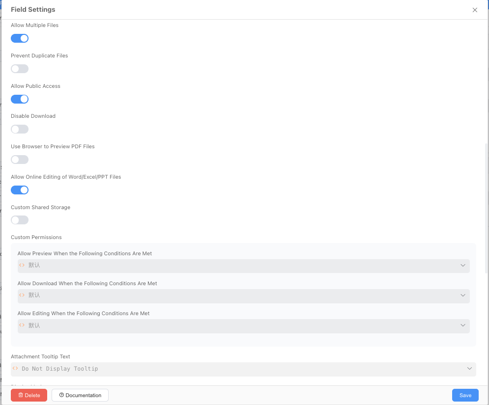 Excel Export Settings for Attachment Fields