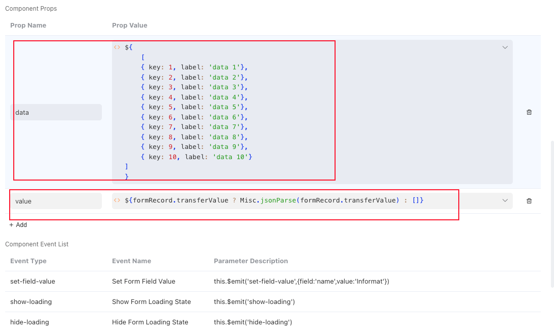 Custom Component Configuration