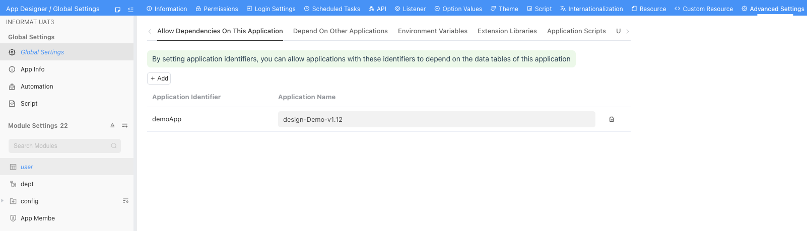 Enable Data Table Access for Other Applications